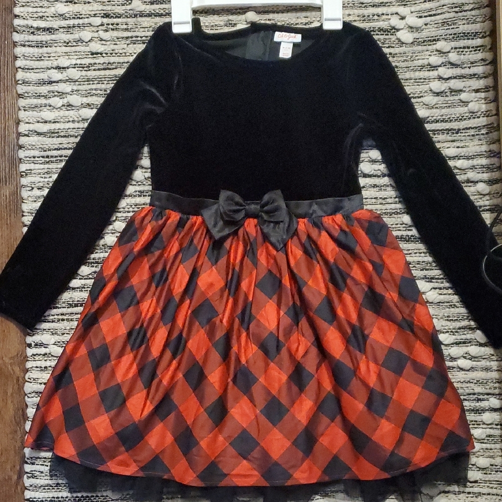 Black and Red Plaid Kids Dress